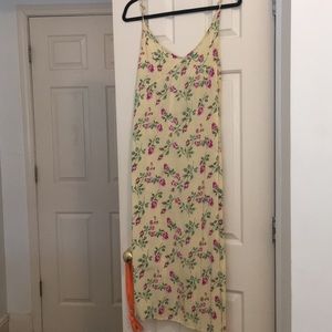 Light yellow dress with pink roses